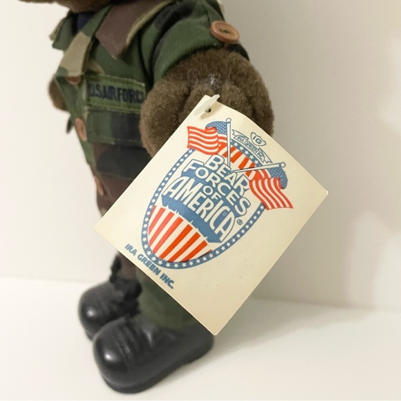 Vintage 1989 US  Bear Forces of America Plush Air Force Bear 11" Dark Brown Camo - Picture 5 of 16